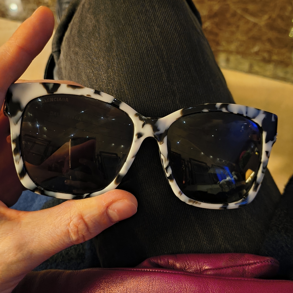 Balenciaga Black and White Women's Sunglasses